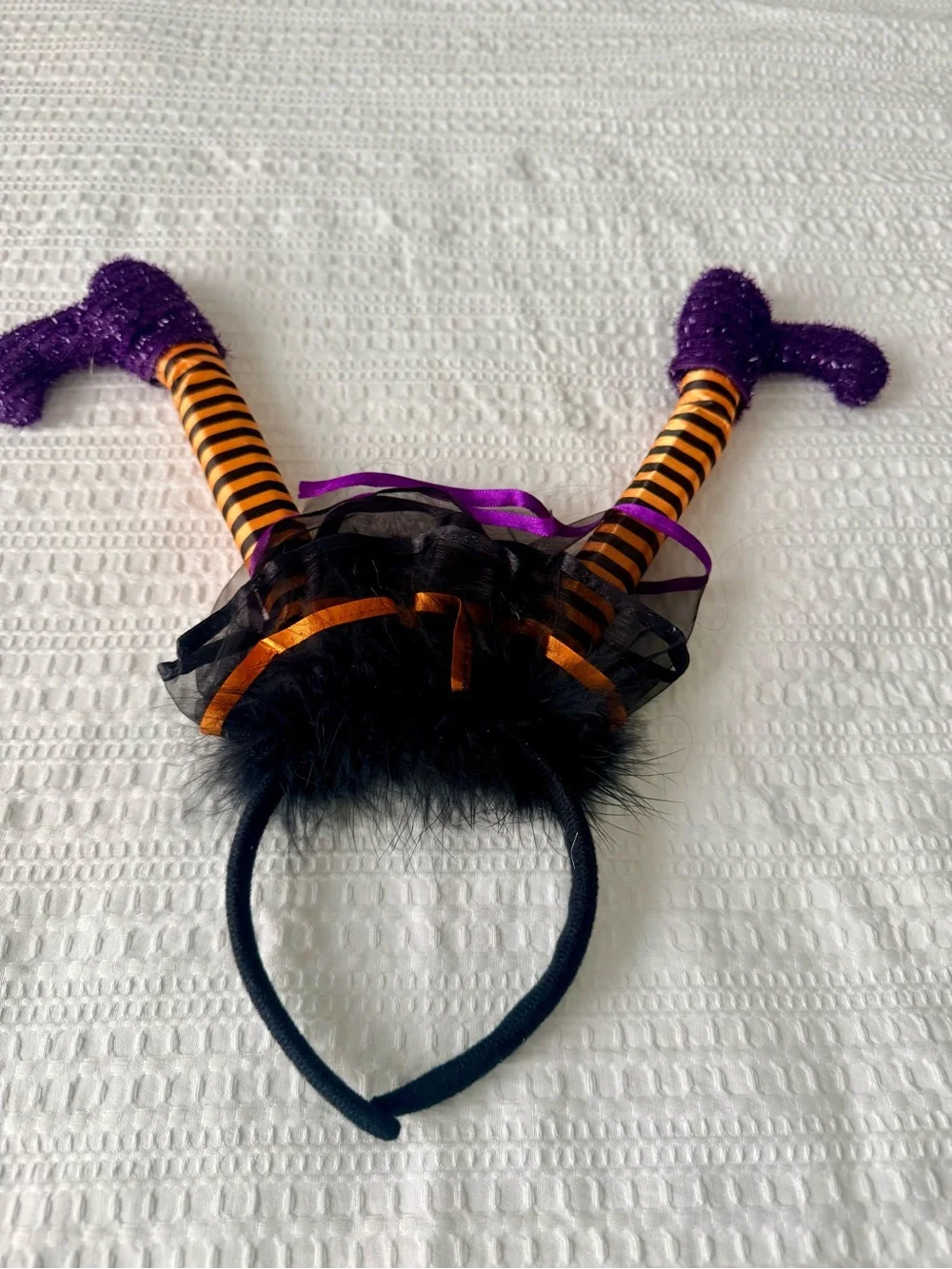 Kids Purple & Orange Witch Legs Headband Costume Accessory
